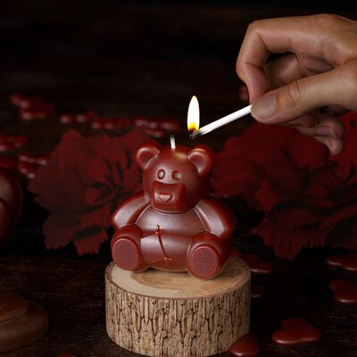 Aromatherapy Gypsum Candle, Four Grid Three-dimensional Love Bear, Little Bear Candle Holder Ornament, Silicone Mold