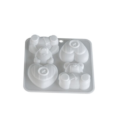 Aromatherapy Gypsum Candle, Four Grid Three-dimensional Love Bear, Little Bear Candle Holder Ornament, Silicone Mold