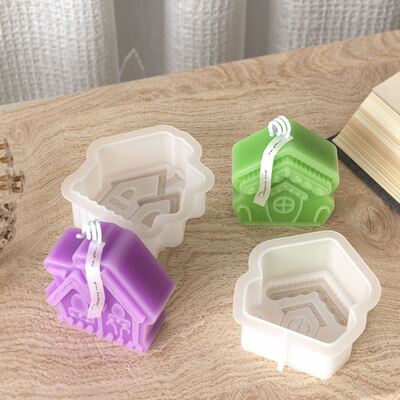 Q-version Cartoon House Candle Ornament Silicone Mold DIY Aromatherapy Gypsum Decoration Ornament Dropper Mold