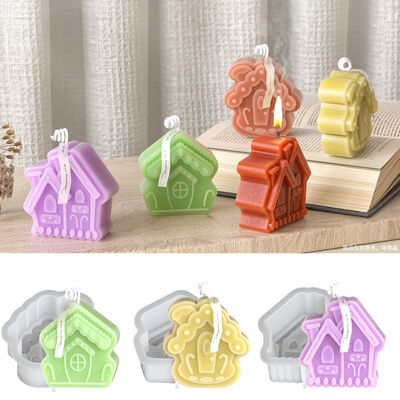 Q-version Cartoon House Candle Ornament Silicone Mold DIY Aromatherapy Gypsum Decoration Ornament Dropper Mold