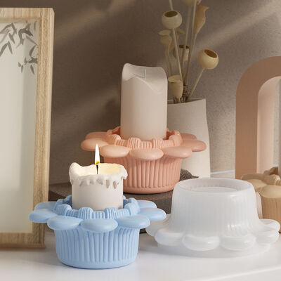 DIY Handmade Gypsum Cement Aromatherapy Candle Cup Gypsum Storage Can Lotus Mirror Silicone Mold Creative Ornament
