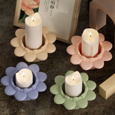 DIY Handmade Gypsum Cement Aromatherapy Candle Cup Gypsum Storage Can Lotus Mirror Silicone Mold Creative Ornament