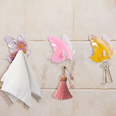 DIY Resin Butterfly Hooks No-Drill Kitchen Bathroom Door Sticker Silicone Mold