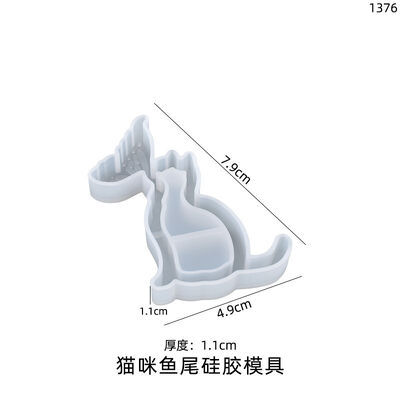 DIY Crystal Resin Mold Cat Fish Tail Pendant Flowing Sand Accessory Silicone Mold Wholesale In Stock