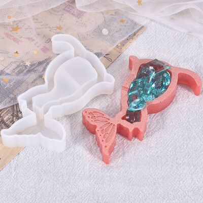 DIY Crystal Resin Mold Cat Fish Tail Pendant Flowing Sand Accessory Silicone Mold Wholesale In Stock