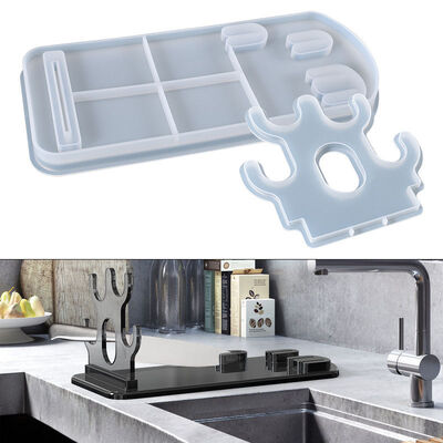 DIY Crystal Resin Storage Rack Mold For Kitchen Knives And Spoons Silicone Mold In Stock