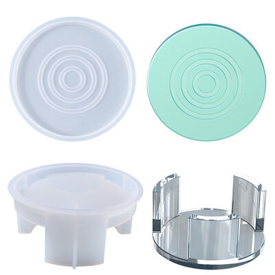 Crystal Dropper Coaster Storage Box Silicone Mold Striped Circular Coaster Storage Set Silicone Mold