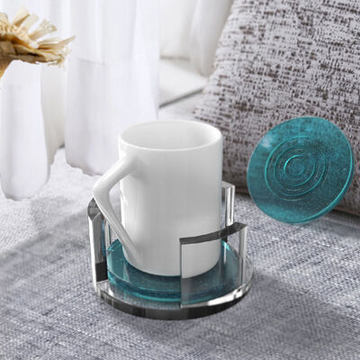 Crystal Dropper Coaster Storage Box Silicone Mold Striped Circular Coaster Storage Set Silicone Mold
