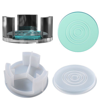 Crystal Dropper Coaster Storage Box Silicone Mold Striped Circular Coaster Storage Set Silicone Mold
