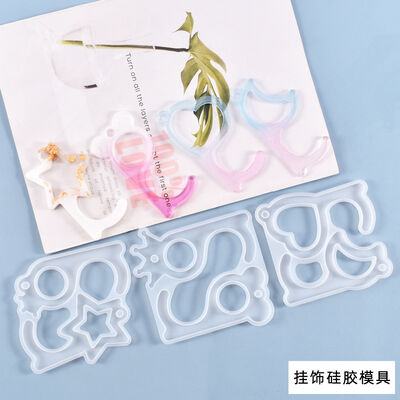 DIY Crystal Dropper Mold Non-contact Keychain Press Elevator Door Opener Necklace Hanging Decoration Silicone Mold