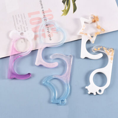 DIY Crystal Dropper Mold Non-contact Keychain Press Elevator Door Opener Necklace Hanging Decoration Silicone Mold