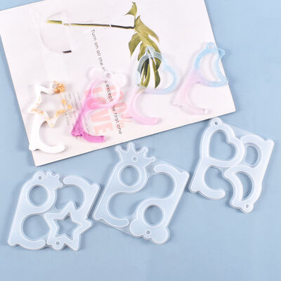 DIY Crystal Dropper Mold Non-contact Keychain Press Elevator Door Opener Necklace Hanging Decoration Silicone Mold