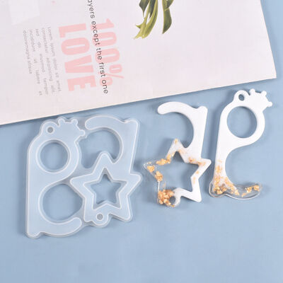 DIY Crystal Epoxy Non-contact Hook Mold, Star Crown Key Pendant, Silicone Mold