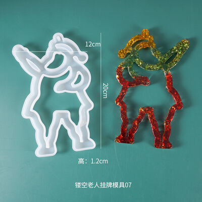 DIY Crystal Epoxy Mold Santa Claus And Reindeer Pendant Room Decoration Theme Silicone Mold