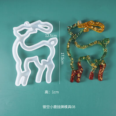 DIY Crystal Epoxy Mold Santa Claus And Reindeer Pendant Room Decoration Theme Silicone Mold
