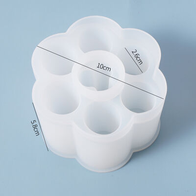 DIY Epoxy Mold Storage Box, 6-bin Round Lipstick Storage Box, Table Decoration, Silicone Mold Storage