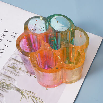DIY Epoxy Mold Storage Box, 6-bin Round Lipstick Storage Box, Table Decoration, Silicone Mold Storage