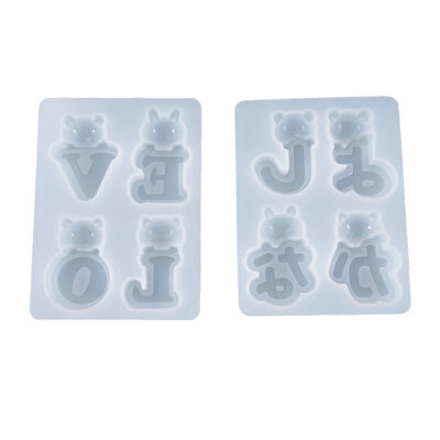 DIY Crystal Epoxy Mold, Bear Character, Japanese Letter, Cute Bunny Ornament, Silicone Mold, Wholesale
