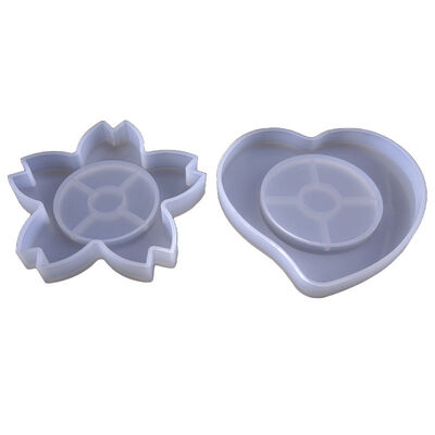 Epoxy Mold, DIY Jewelry, High-gloss Mirror Heart-shaped Cherry Blossom Coaster, Table Decoration, Silicone Mold, Cake Mold