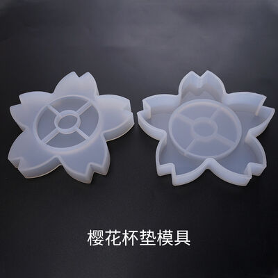 Epoxy Mold, DIY Jewelry, High-gloss Mirror Heart-shaped Cherry Blossom Coaster, Table Decoration, Silicone Mold, Cake Mold