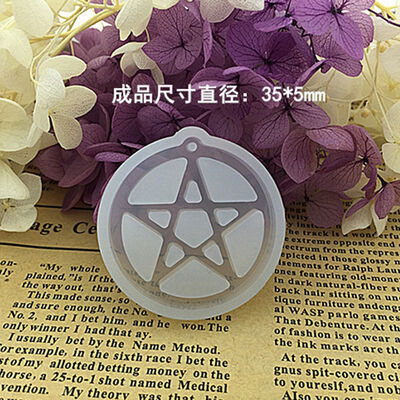 Crystal Epoxy Pendant Silicone Mold, DIY Handmade Jewelry, Resin Five-pointed Star, Large Round Hanging Decoration, Pendant Model