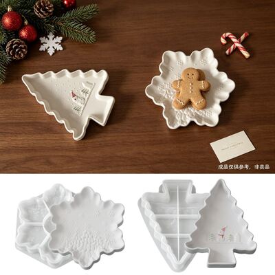 Relief Pattern Christmas Tree Snowflake Tray Silicone Mold DIY Aromatherapy Plaster Storage Tray Mold
