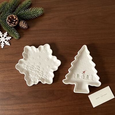 Relief Pattern Christmas Tree Snowflake Tray Silicone Mold DIY Aromatherapy Plaster Storage Tray Mold