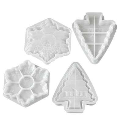 Relief Pattern Christmas Tree Snowflake Tray Silicone Mold DIY Aromatherapy Plaster Storage Tray Mold