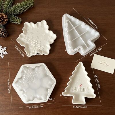 Relief Pattern Christmas Tree Snowflake Tray Silicone Mold DIY Aromatherapy Plaster Storage Tray Mold