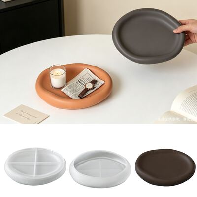 Irregular Oval Cloud Tray Silicone Mold DIY Wavy Edge Jewelry Storage Tray Plaster Mold