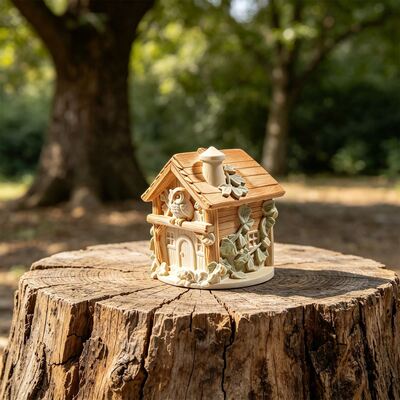 3D Stereo Forest Owl Wooden House Silicone Mold DIY Cream Lace Candle Cup Plaster Mold