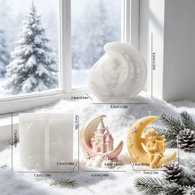 Cross-border New Style Moon Angel Child Moon Castle Aroma Candle Plaster Ornament Silicone Mold