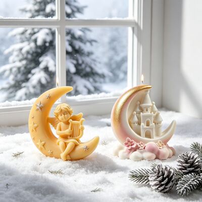 Cross-border New Style Moon Angel Child Moon Castle Aroma Candle Plaster Ornament Silicone Mold