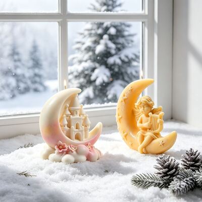 Cross-border New Style Moon Angel Child Moon Castle Aroma Candle Plaster Ornament Silicone Mold