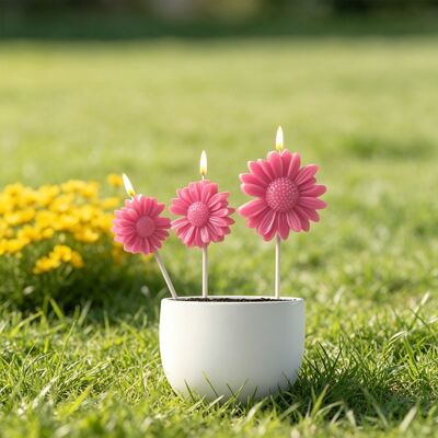 New Three-grid Daisy Sunflower Silicone Mold For DIY Flower Cake Sign And Candle Mold