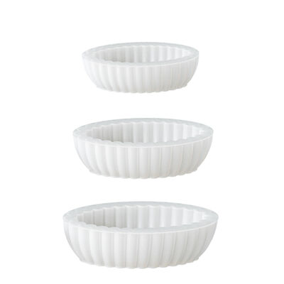 Ins-style Wave Lace Oval Storage Bowl Silicone Mold DIY Striped Pleated Fruit Plate Candle Cup Mold