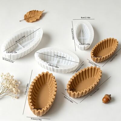 Ins Wind Wave Lace Oval Storage Bowl Silicone Mold DIY Striped Pleated Fruit Tray Candle Cup Mold