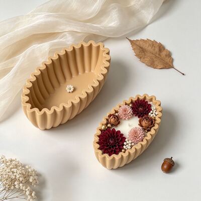 Ins Wind Wave Lace Oval Storage Bowl Silicone Mold DIY Striped Pleated Fruit Tray Candle Cup Mold