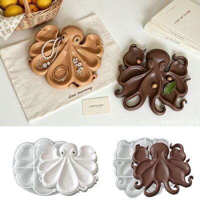 Ins Ocean Wind Octopus Octopus Octopus Grid Jewelry Storage Tray DIY Aromatherapy Gypsum Pendant Mold