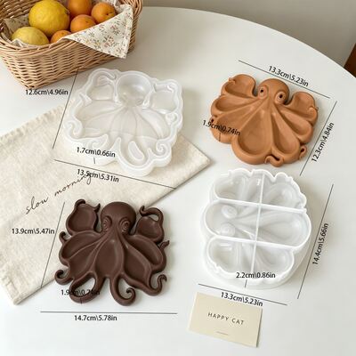 Ins Ocean Wind Octopus Octopus Octopus Grid Jewelry Storage Tray DIY Aromatherapy Gypsum Pendant Mold