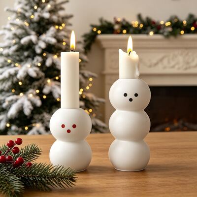 Christmas Snowman Candlestick Grinding Tool Multi Layer Stacked Round Ball Candlestick DIY Gypsum Silicone Mold