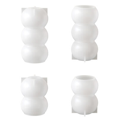 Christmas Snowman Candlestick Grinding Tool Multi Layer Stacked Round Ball Candlestick DIY Gypsum Silicone Mold