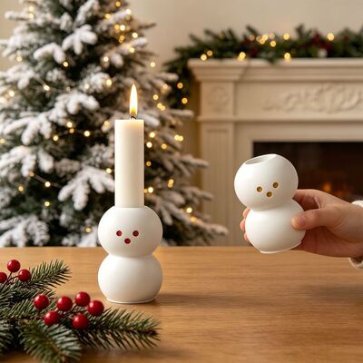 Christmas Snowman Candlestick Grinding Tool Multi Layer Stacked Round Ball Candlestick DIY Gypsum Silicone Mold