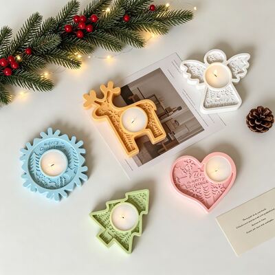 Christmas Angel Elk Snowflake Christmas Tree Polar Bear Love Relief Pattern Candlestick Silicone Mold