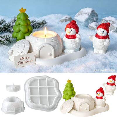 Christmas House Storage Jar, Candle Cup, Christmas Snowman, Christmas Tree, Candle Combination Decoration, Silicone Mold