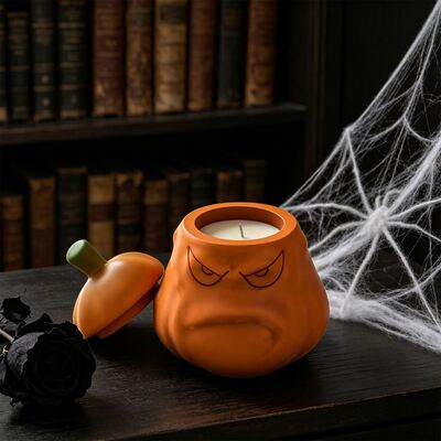 Halloween Angry Pumpkin With Lid Candle Cup Silicone Mold DIY Aromatherapy Gypsum Storage Can Mold