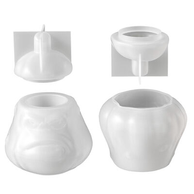 Halloween Angry Pumpkin With Lid Candle Cup Silicone Mold DIY Aromatherapy Gypsum Storage Can Mold