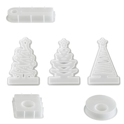 Cross Border Star Hollow Christmas Tree Insert Board Silicone Mold DIY Aromatherapy Gypsum Candle Holder Decoration Mold