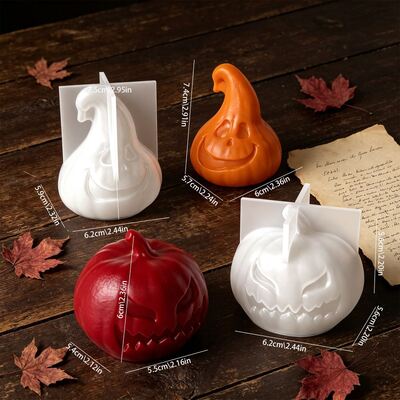3D 3D Halloween Pumpkin Silicone Mold Devil's Face Pumpkin Aromatherapy Candle Gypsum Mold