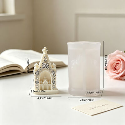 Rose Relief Castle Silicone Mold European Style Arch Small Church Aromatherapy Candle Decoration Mold